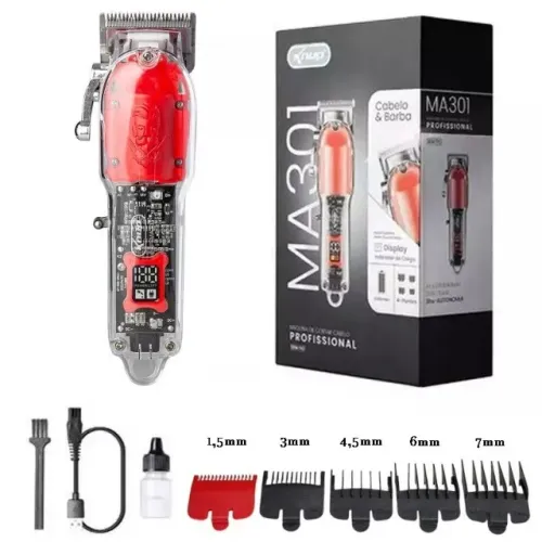 Máquina de Cortar Barba e Cabelo Sem Fio Profissional