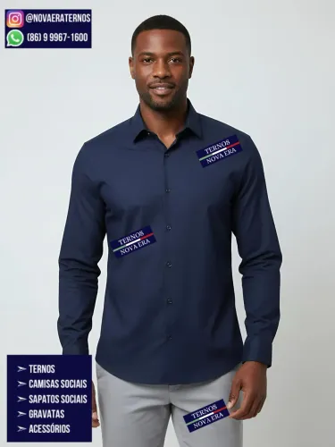 CAMISA SOCIAL SLIM FIT AZUL MARINHO