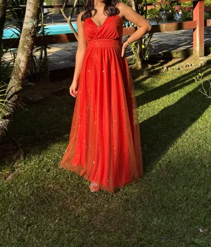 Vendo vestido terracota usado 1x vez apenas