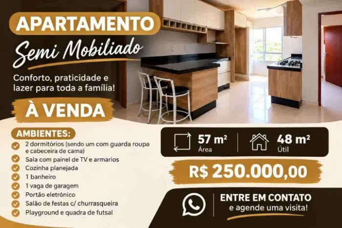 APARTAMENTO SEMI MOBILIADO À VENDA!