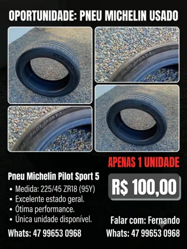 Pneu Usado Michelin Pilot Sport 5 (225/45 R18 95Y) - Oportunidade!