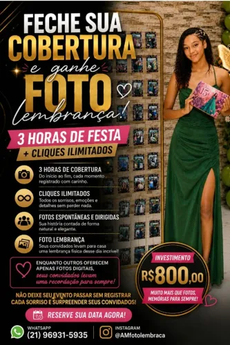 Cobertura fotográfica + Fotolembrança