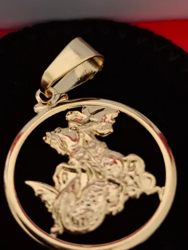 Pingente São Jorge Guerreiro Banhado a Ouro18k