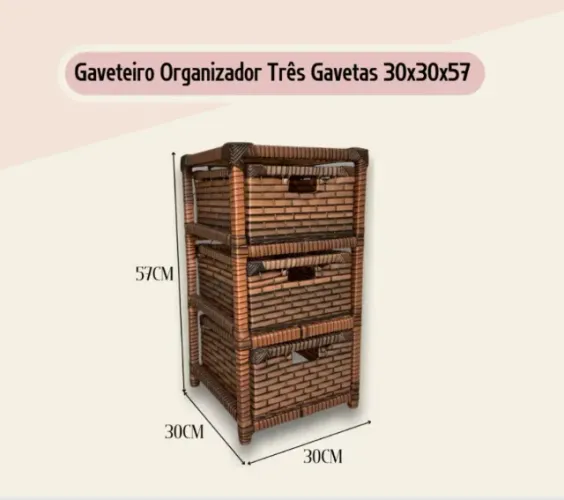 Gaveteiro Artesanal com 3 gavetas!