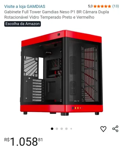 Gabinete Full Tower Gamdias Neso P1 BR - Câmara Dupla Rotacionável