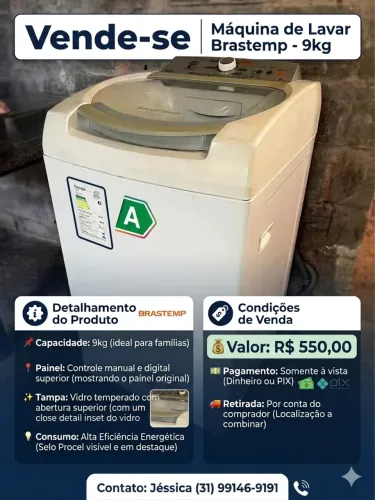 Máquina de lavar 9kls