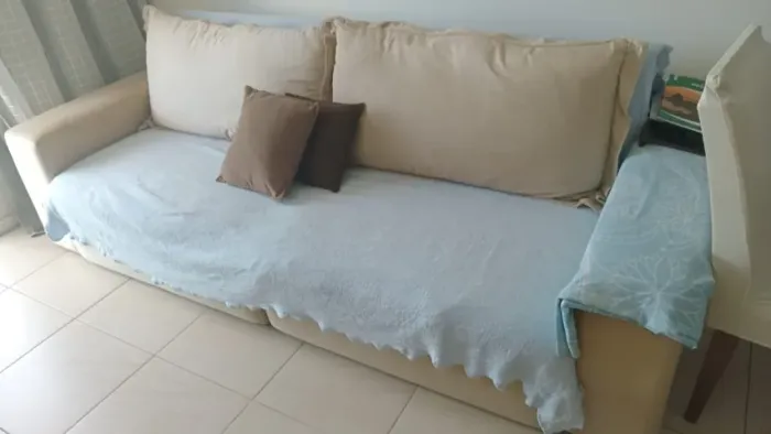 sofá retrátil e reclinável da TOK & STOK, BEGE, DE 2,60 DE LARGURA