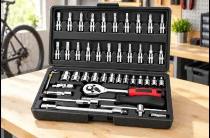 Kit de Ferramentas 46 Peças com Catraca e Soquetes - Completo e Prático