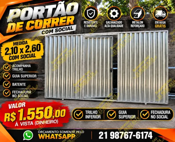 Portao garagem galvanizado