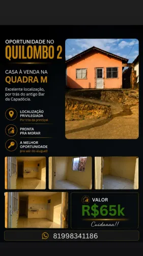 Oportunidade! Casa a venda no Quilombo 2.