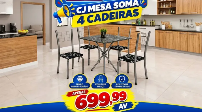 Mega Oferta do Dia!! Conjunto de Mesa 4 cadeiras 