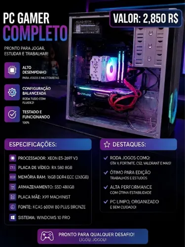 PC Gamer Xeon E5-2697 v3 | RX 580 8GB