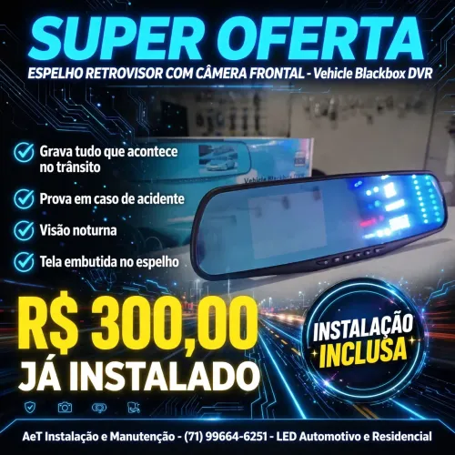 Espelho retrovisor com câmera já instalado