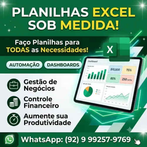 Planilha Excel para Financeiro, Estoque, Almoxarifado, entregar e mais