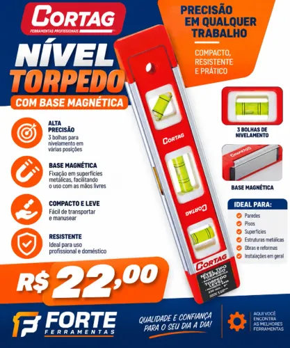 Nível Torpedo Base Magnética Cortag