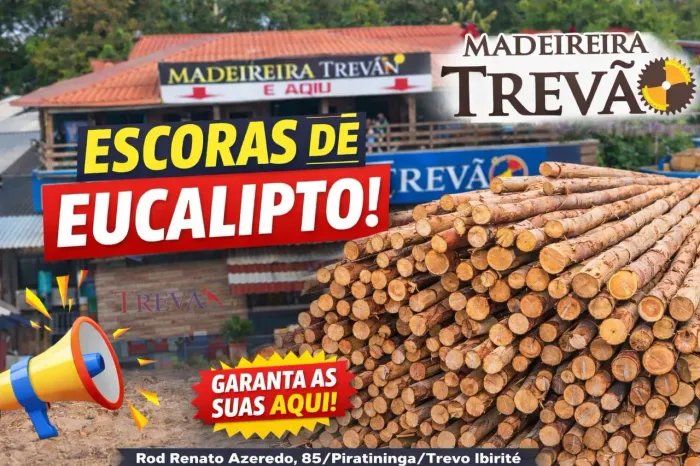 Escoramento de eucalipto comum sem tratamento com casca 