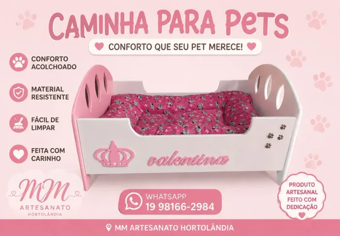 Cama para pets porte pequeno em MDF madeira  personalizadas com o nome 