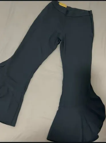 Calça Flare Preta AK Original 36 Sino Babado Cintura Alta Social