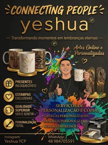 Personalizamos canecas e sandálias.