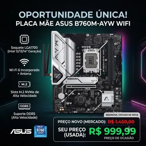 Placa mãe B760M-AYw Wifi Asus 