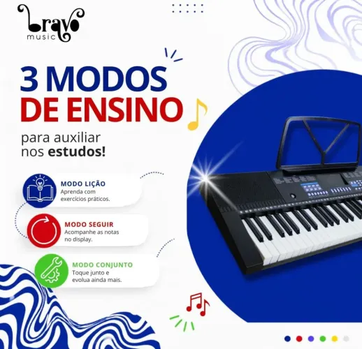 Teclado Musical Eletrônico 61 Teclas Com Suporte E Bag (Usado)