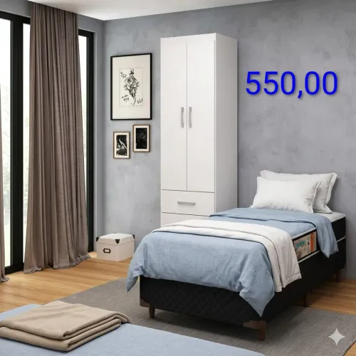 Combo guarda roupas solteiro + cama box solteiro / pague na entrega