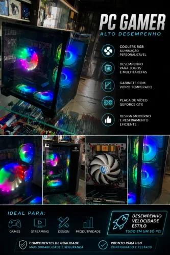 PC Gamer Pronto Para Jogar - GTX 1660 Super, 64GB RAM, Gabinete Aquário