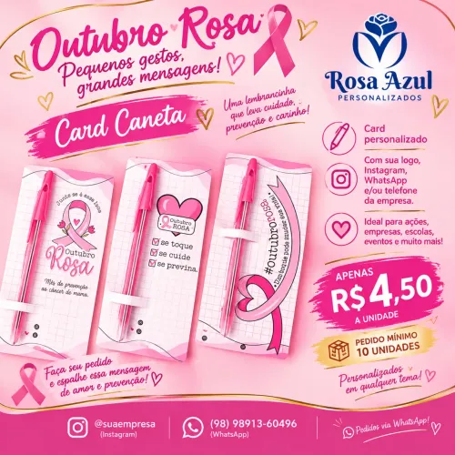 Card Caneta outubro Rosa