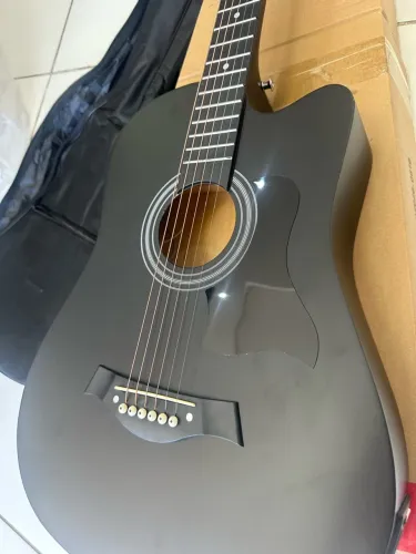 Violão Folk Elétrico Preto fosco
