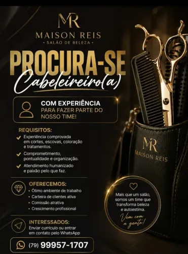 Contrata-se cabeleireiro,com experiência em cortes , colorações, química etc