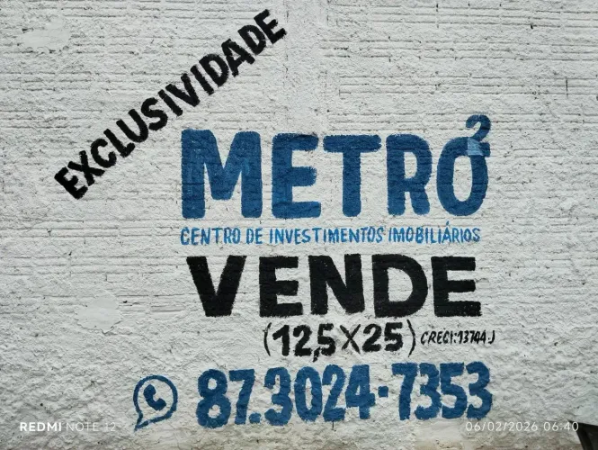Terreno à venda no Bairro São José, 12,5x25m, 312,5m, Petrolina-PE
