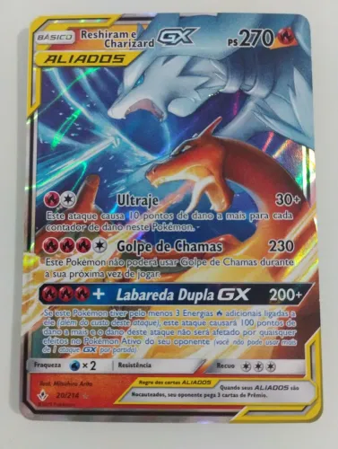 Charizard e reshiram aliados GX carta pokémon 