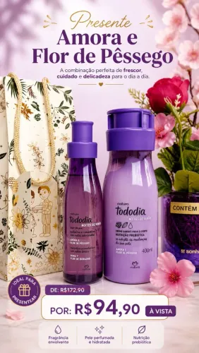 Presente dia das mães Amora e Flor de Pêssego