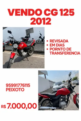 Vendo moto CG 125 ano 2012