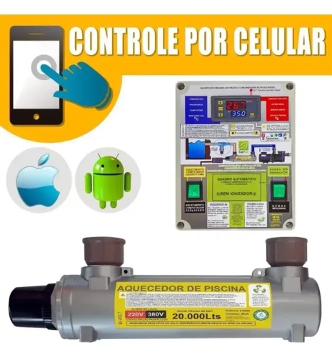 Aquecedor De Piscina 20.000lts Inox Auto + App