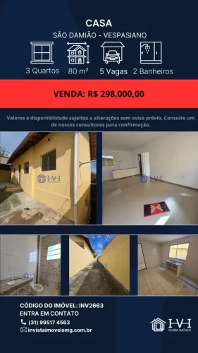 Casa 3 qts. Suíte, 5 vagas. 298 mil financiado