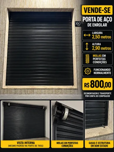 Porta de Aço Preta 250 x 290