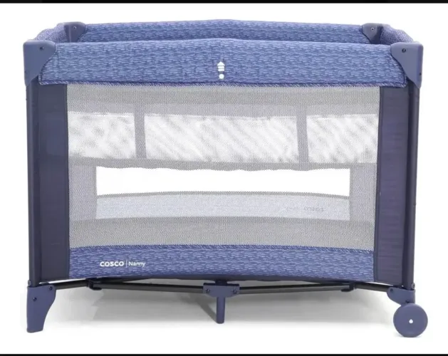 Berço Cosco Kids, Nanny, 0 a 18kg, Azul Rajado