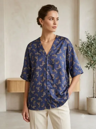 Desapego: camisa azul tipo kimono tam P/M