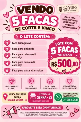 5 Facas de Corte e Vinco - R$ 500 PRA SAIR RÁPIDO 