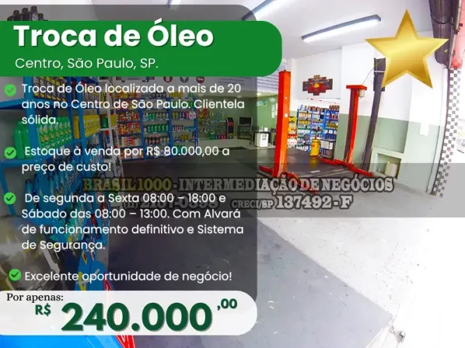 Troca de Óleo, Centro, São Paulo, SP. (Cód. 104547)