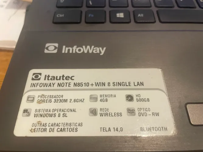 Notebook Itautec core 5 n8510