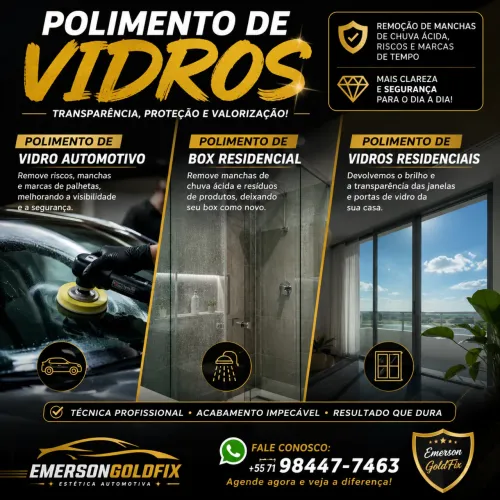 Polimento de vidro automotivo residencial e polimento em box