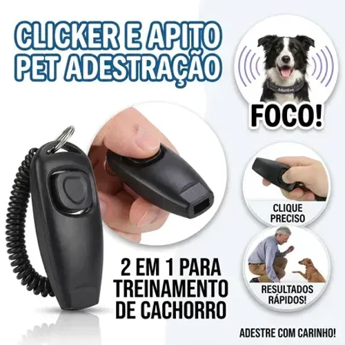 Kit Adestrador, Apito com Clicker e Porta Petisco