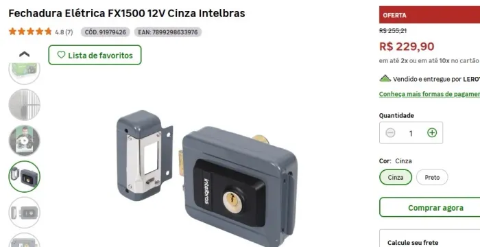 Fechadura elétrica FX1500 intelbras
