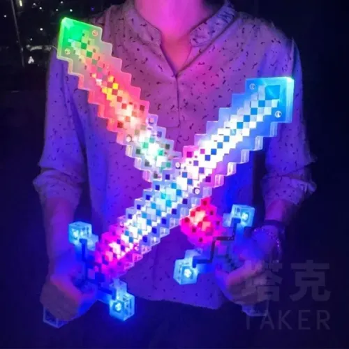 espada de diamante minecraft com sensor de som e leds th-5379