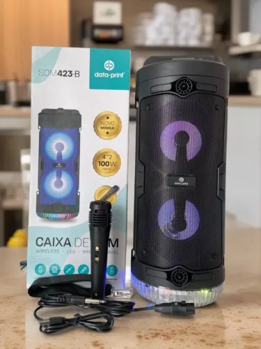 Caixa de Som Bluetooth Led RGB com Alça e Microfone 423.B Data Print an5