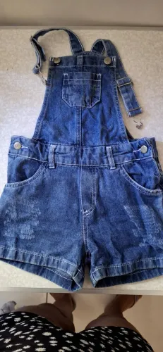 Jardineira jeans menina tamanho 6