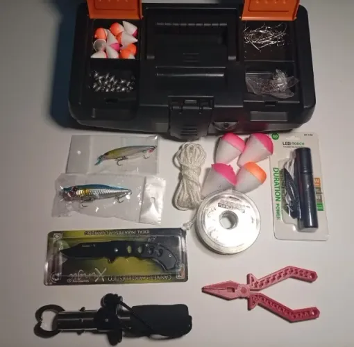 Kit de Pesca Completo Iniciante/Intermediário com Iscas, Boias e Acessórios