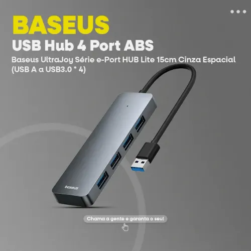 PROMOÇÃO!! Hub Baseus 4 portas USB-A 3.0 | Multi-Splitter | 15cm | Mini e Compacto